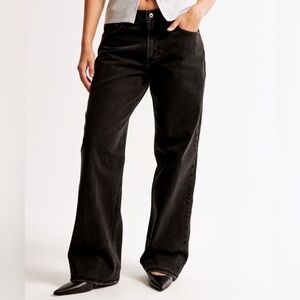 Abercrombie & Fitch Black Baggy Low Rise Jeans 34/18R Lightly Worn